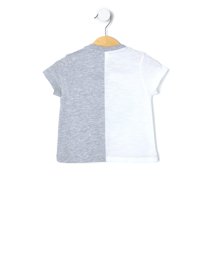 Camiseta bicolor com estampa - Prénatal