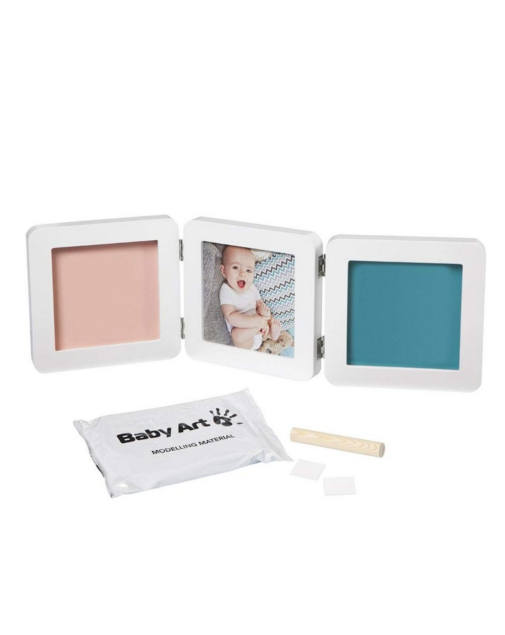 Moldura dupla para fotos baby art my baby touch - branca - Baby Art