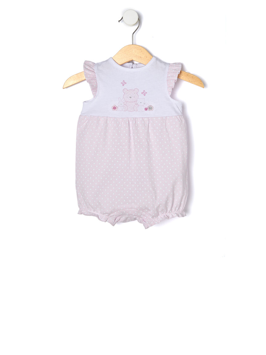 Macacão de bolinhas com estampa e bordado - Prénatal