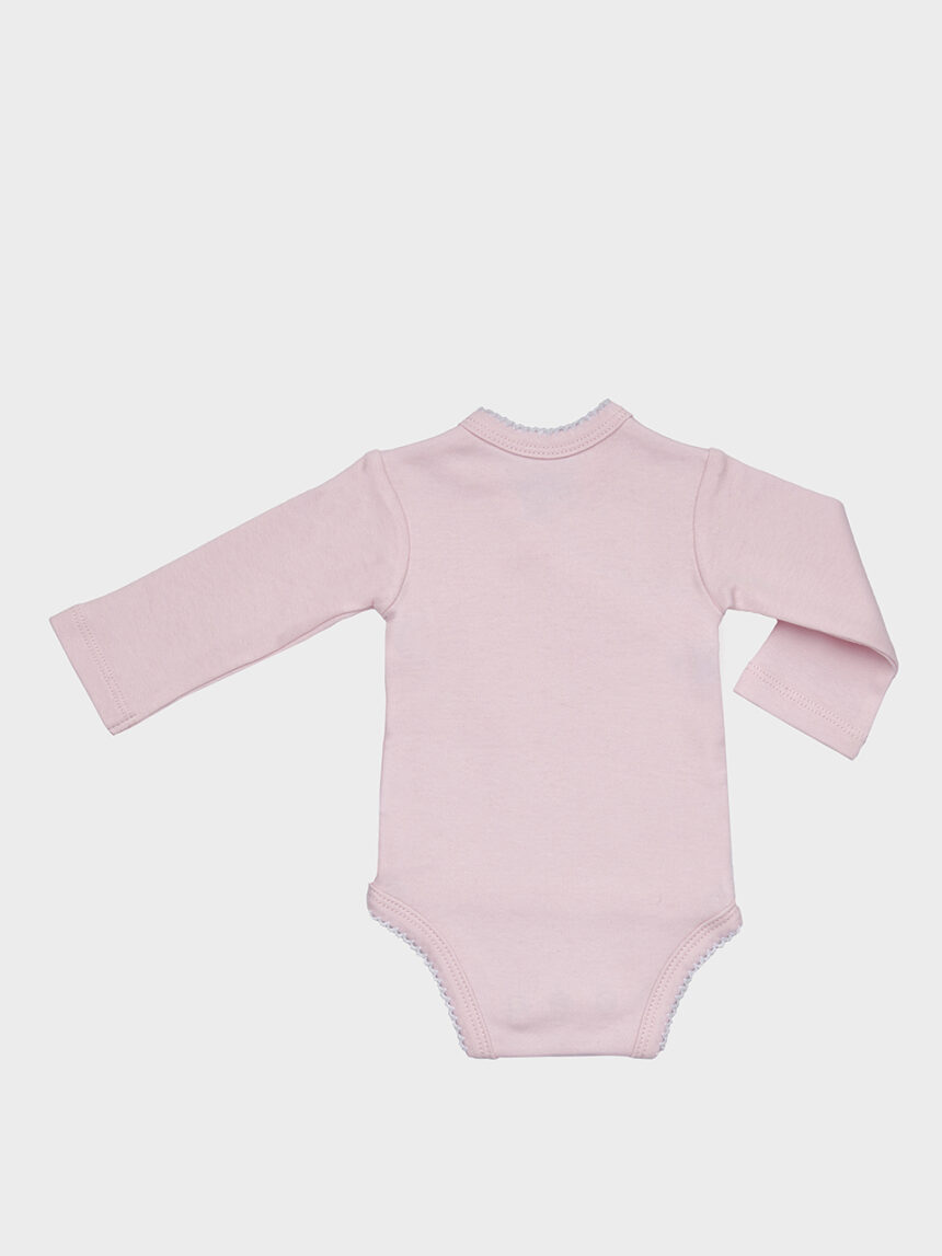 Body de lã rosa com urso branco - Prénatal