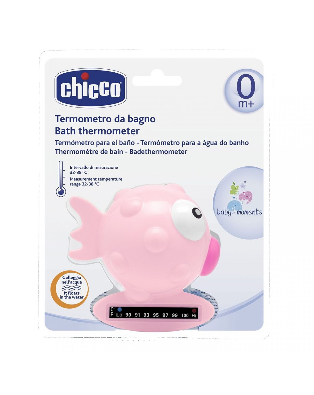 Termômetro de banho de peixe-balão rosa - Chicco
