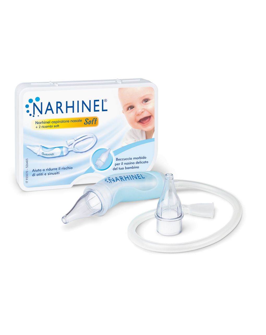 Aspirador nasal e 2 recargas suaves - Narhinel