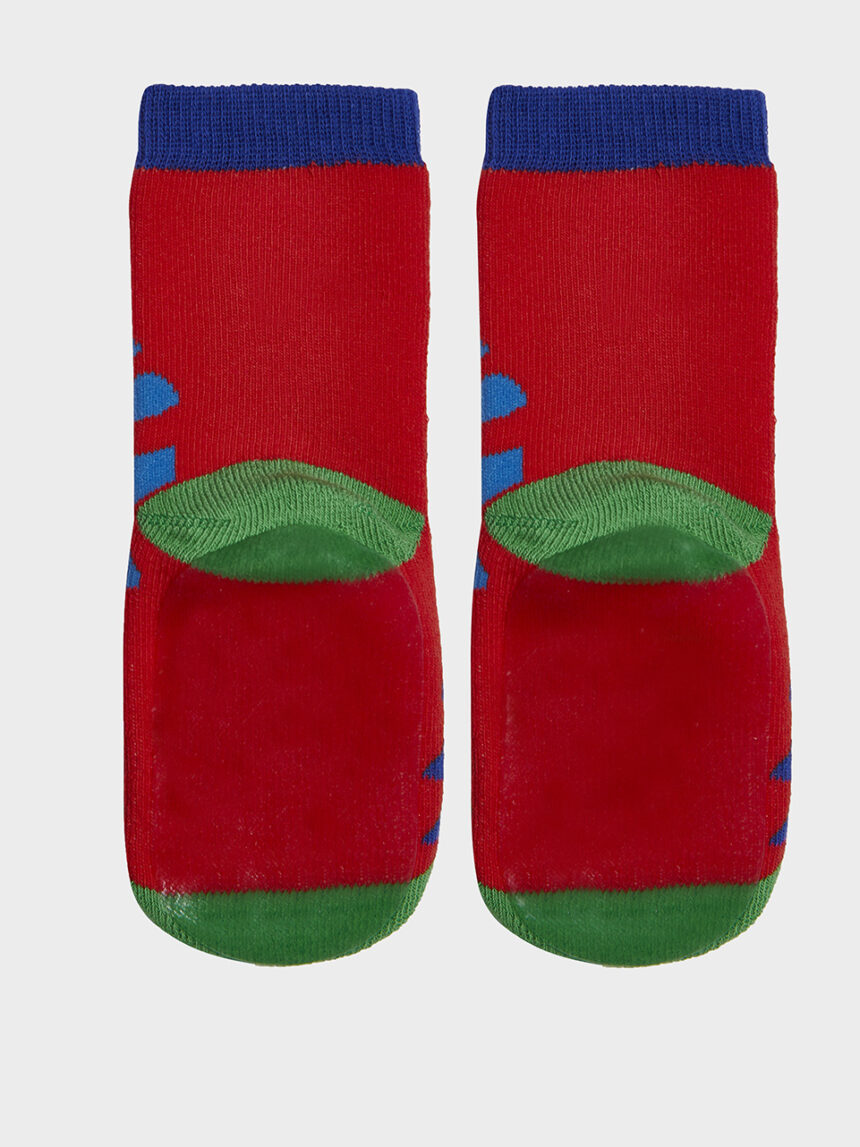 Meias antiderrapantes bebê com dinossauro verde - Prénatal