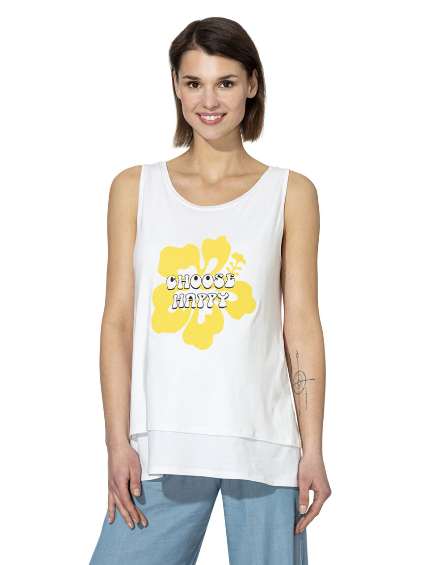 Camiseta de alças de enfermagem com estampa e grãos aplicados - Prénatal