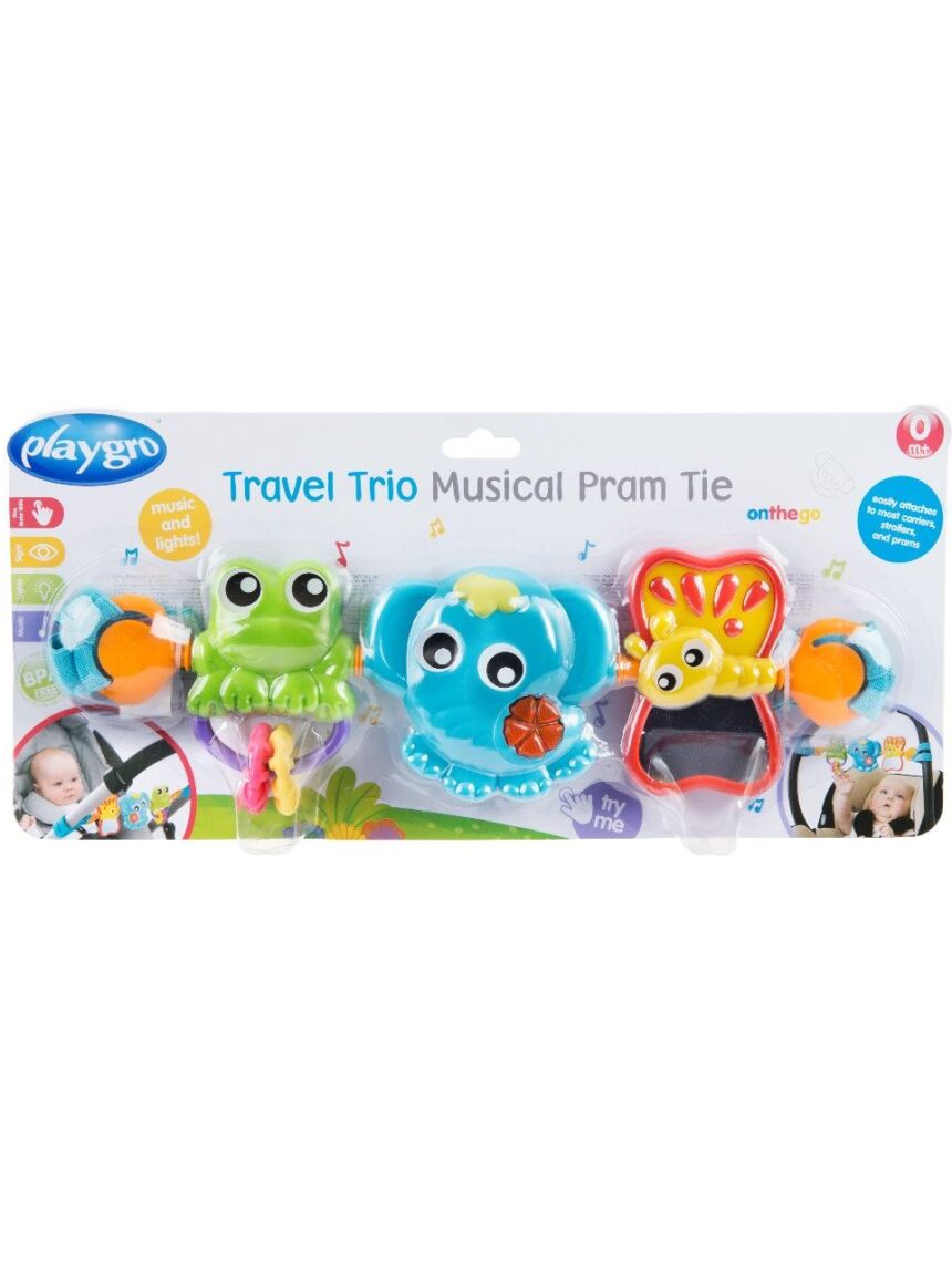 Playgro - tempo de carrinho musical de trio de viagem - Playgro