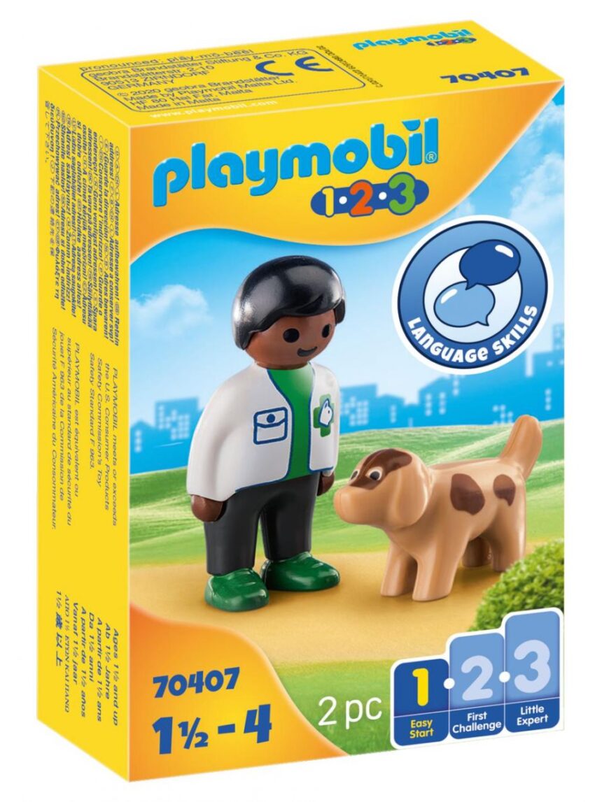 Playmobil - veterinário com cachorro 1.2.3 - Playmobil