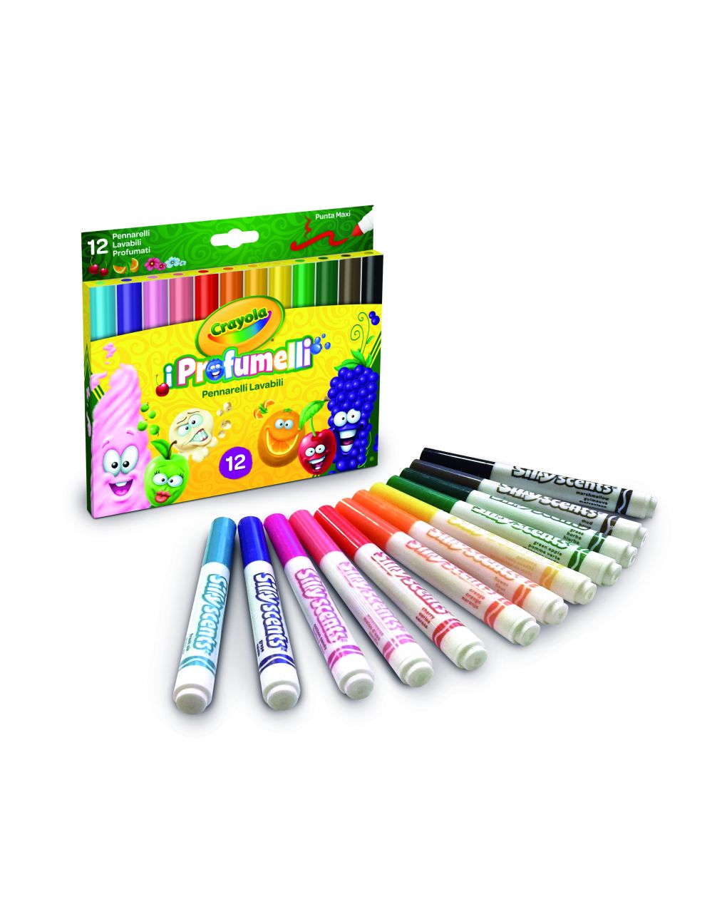 Crayola - 12 marcadores perfumados de ponta maxi laváveis - Crayola