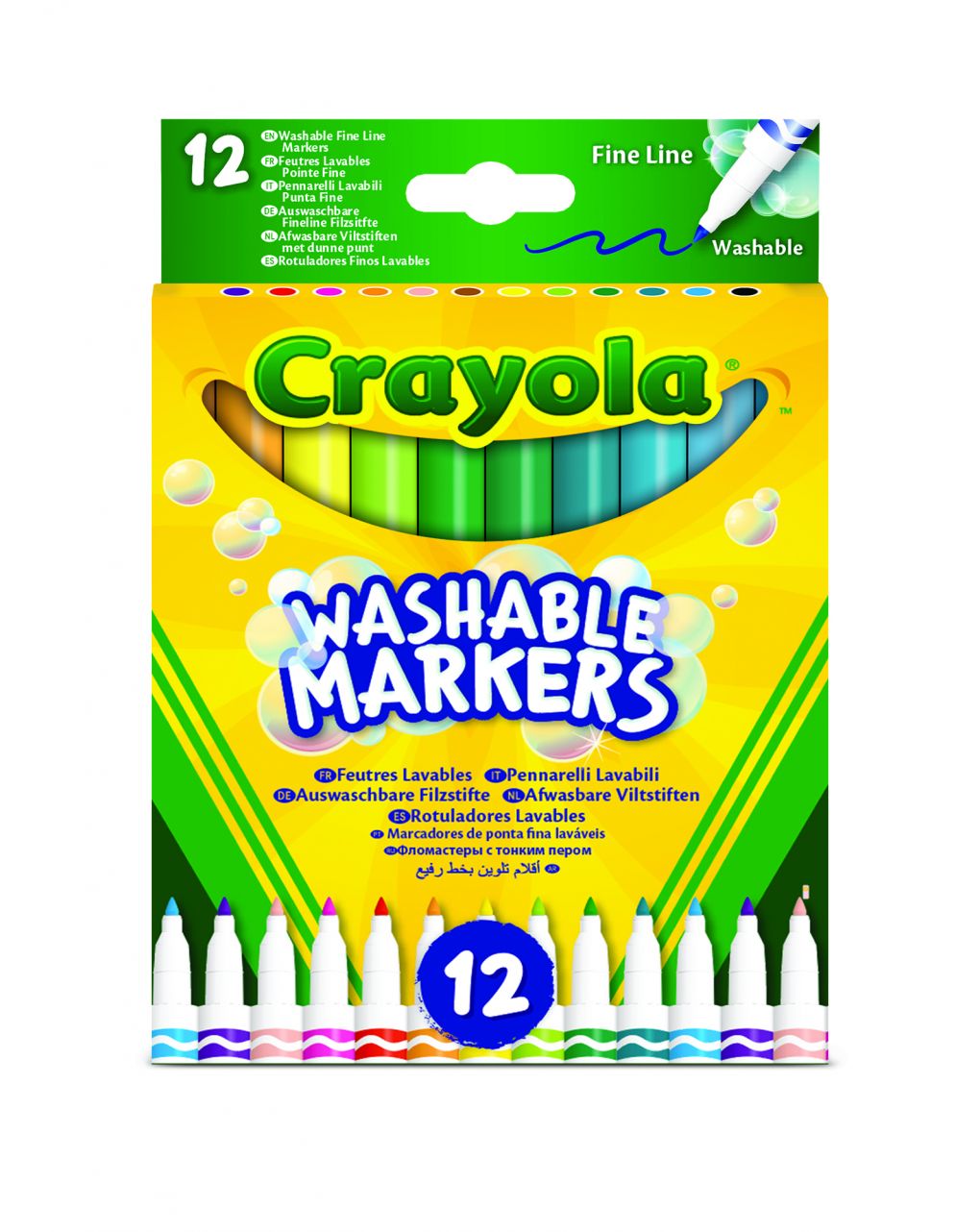 Crayola - 12 marcadores de ponta fina ultra laváveis - Crayola