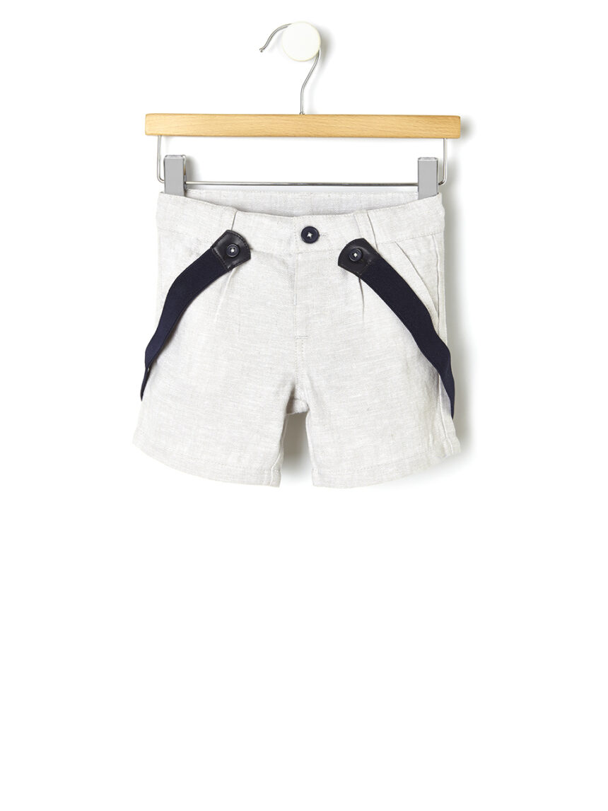 Bermuda de linho com suspensórios - Prénatal