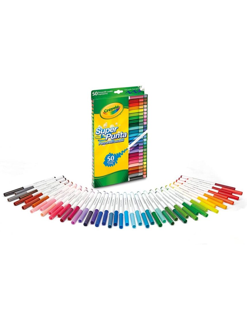 Crayola - 50 marcadores laváveis de ponta super - Crayola