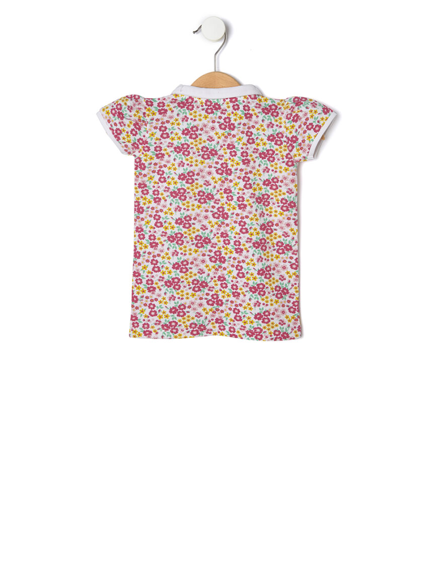 Camisa polo piquet com estampa de flores em toda parte - Prénatal