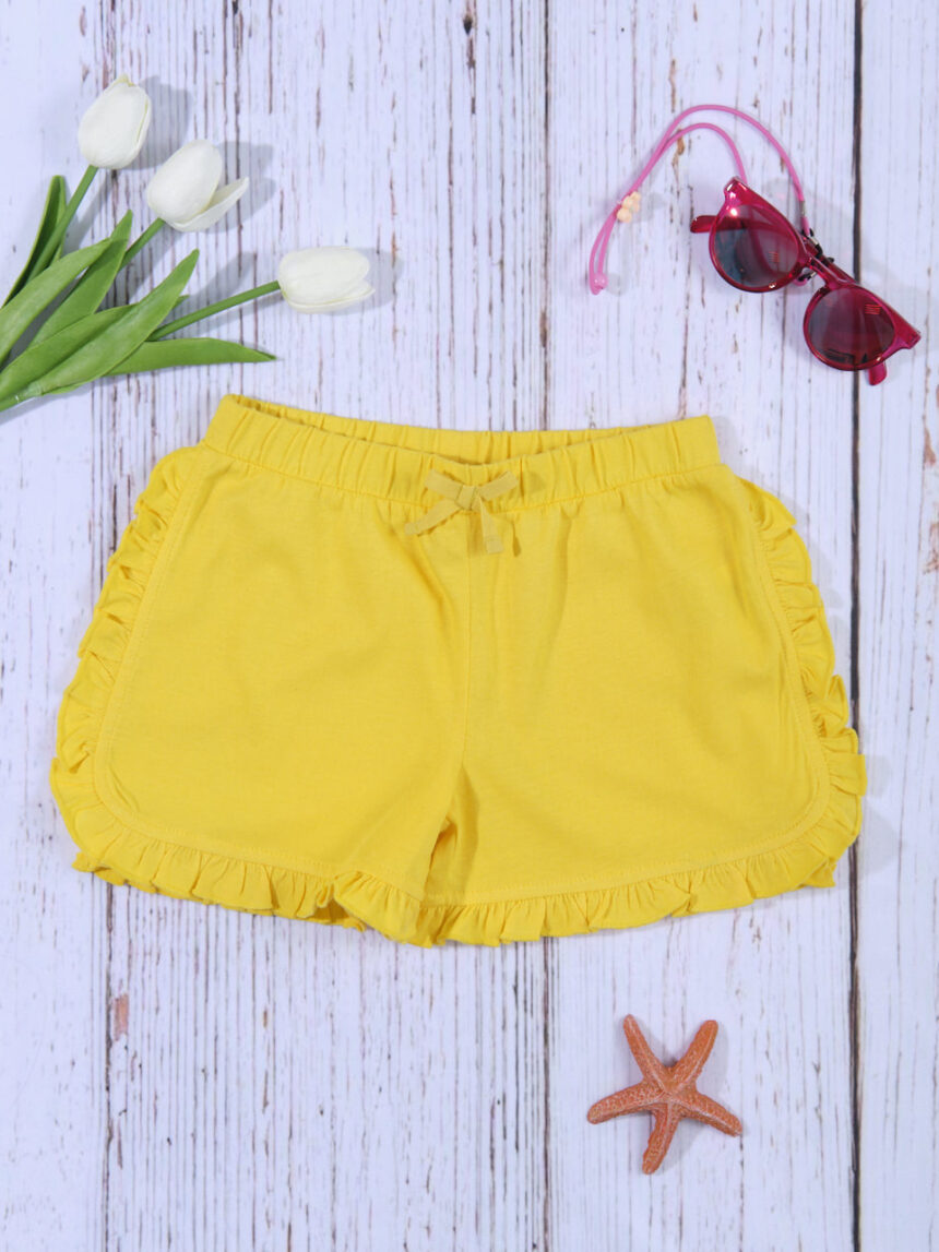 Shorts de menina amarelo sólido - Prénatal