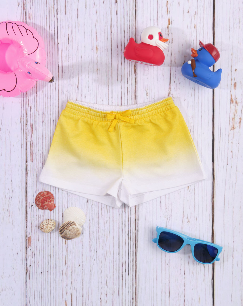 Shorts jersey amarelo / branco com efeito gradiente - Prénatal
