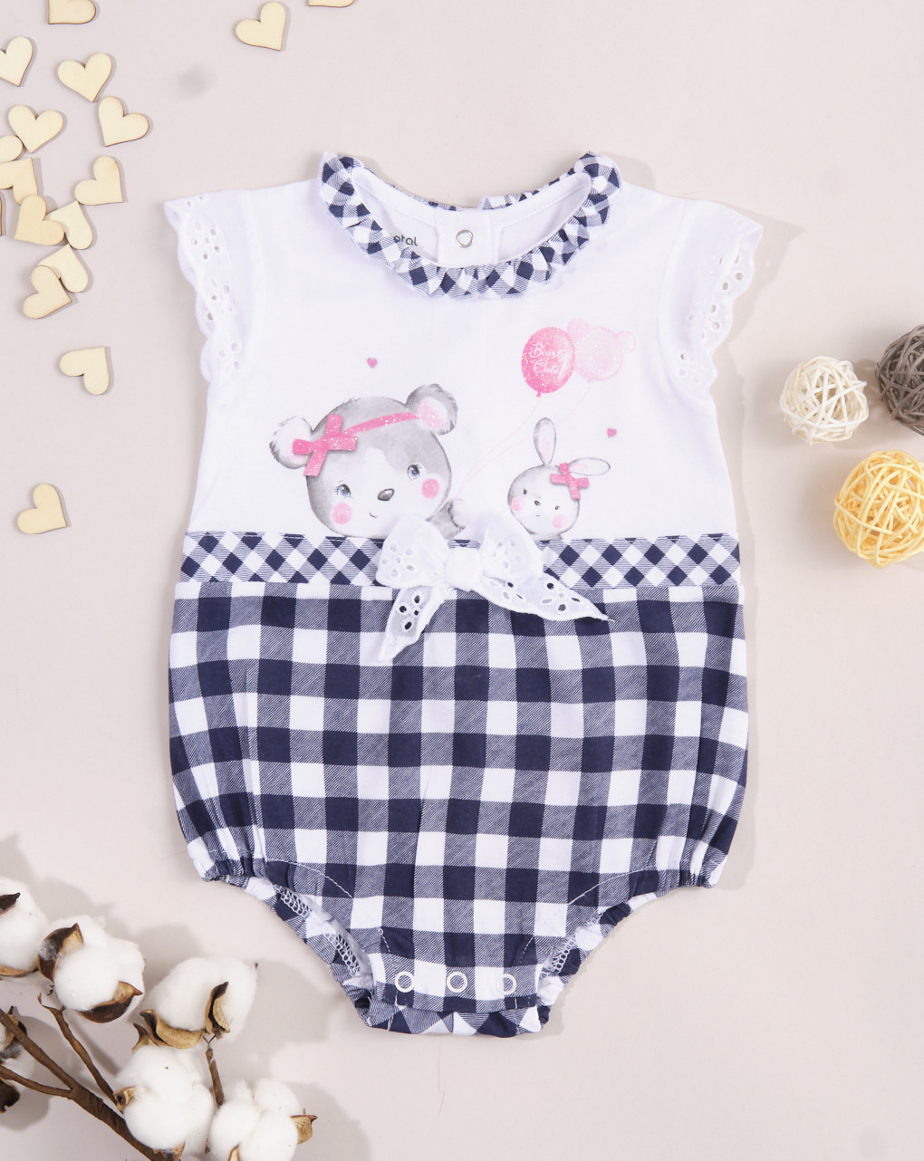 Babador de bebê em jersey vichy azul - Essential by Prénatal