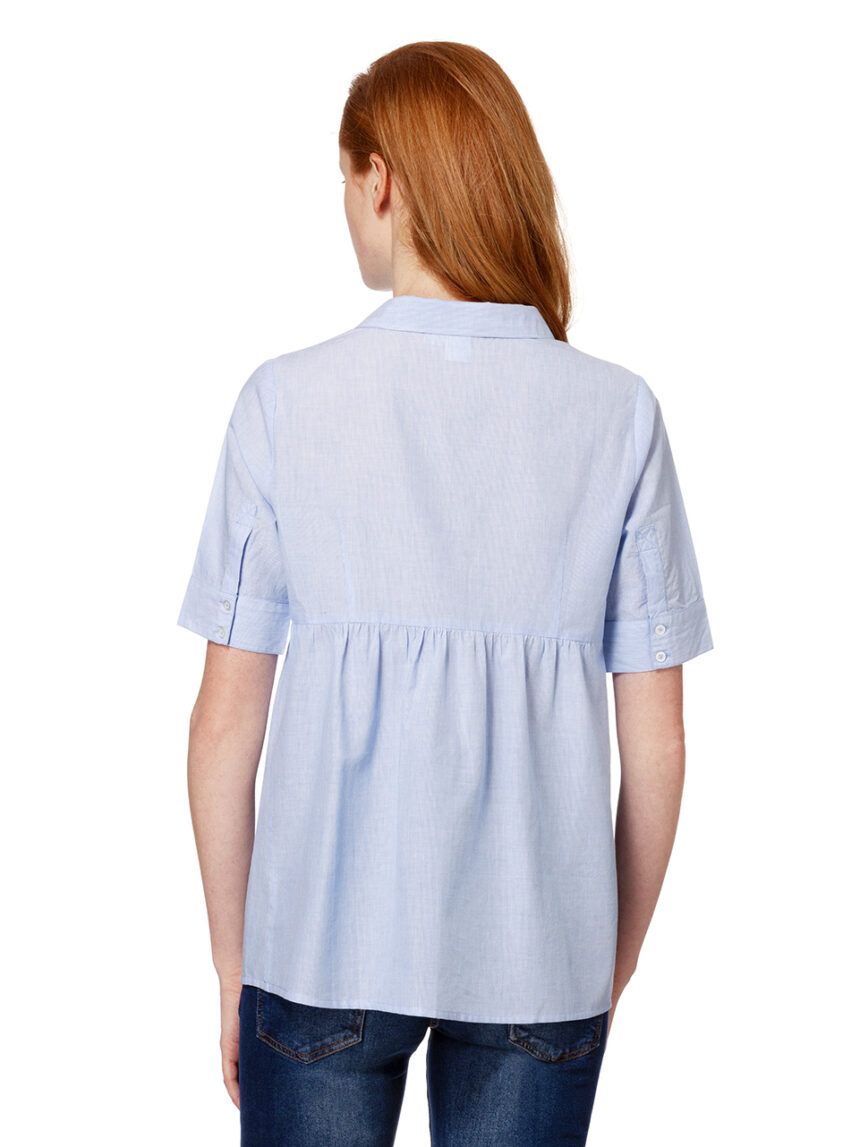 Camisa listrada azul clara com mangas curtas - Prénatal