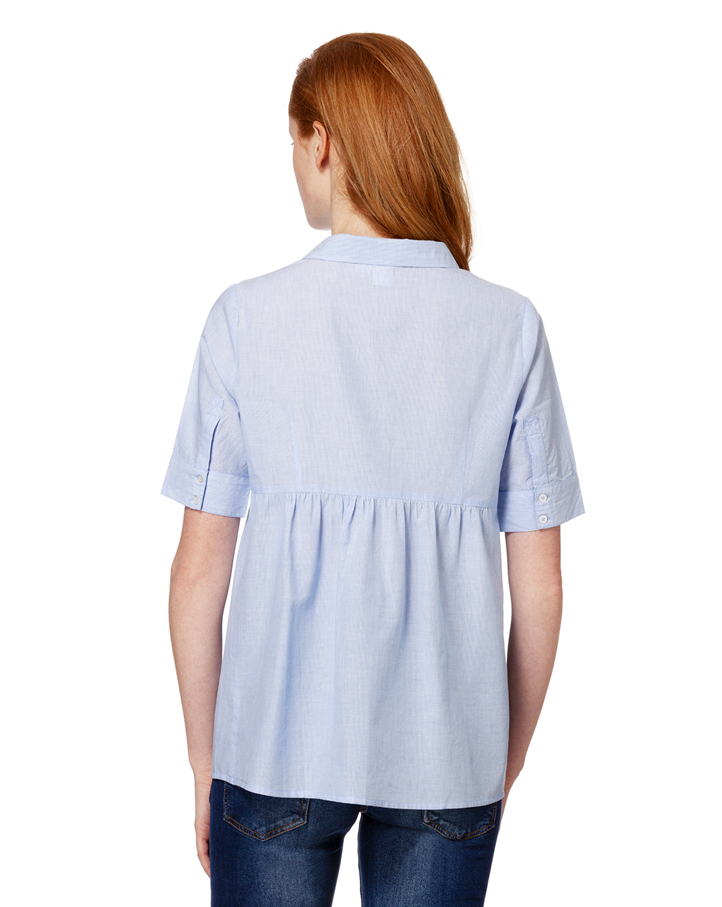 Camisa listrada azul clara com mangas curtas - Prénatal