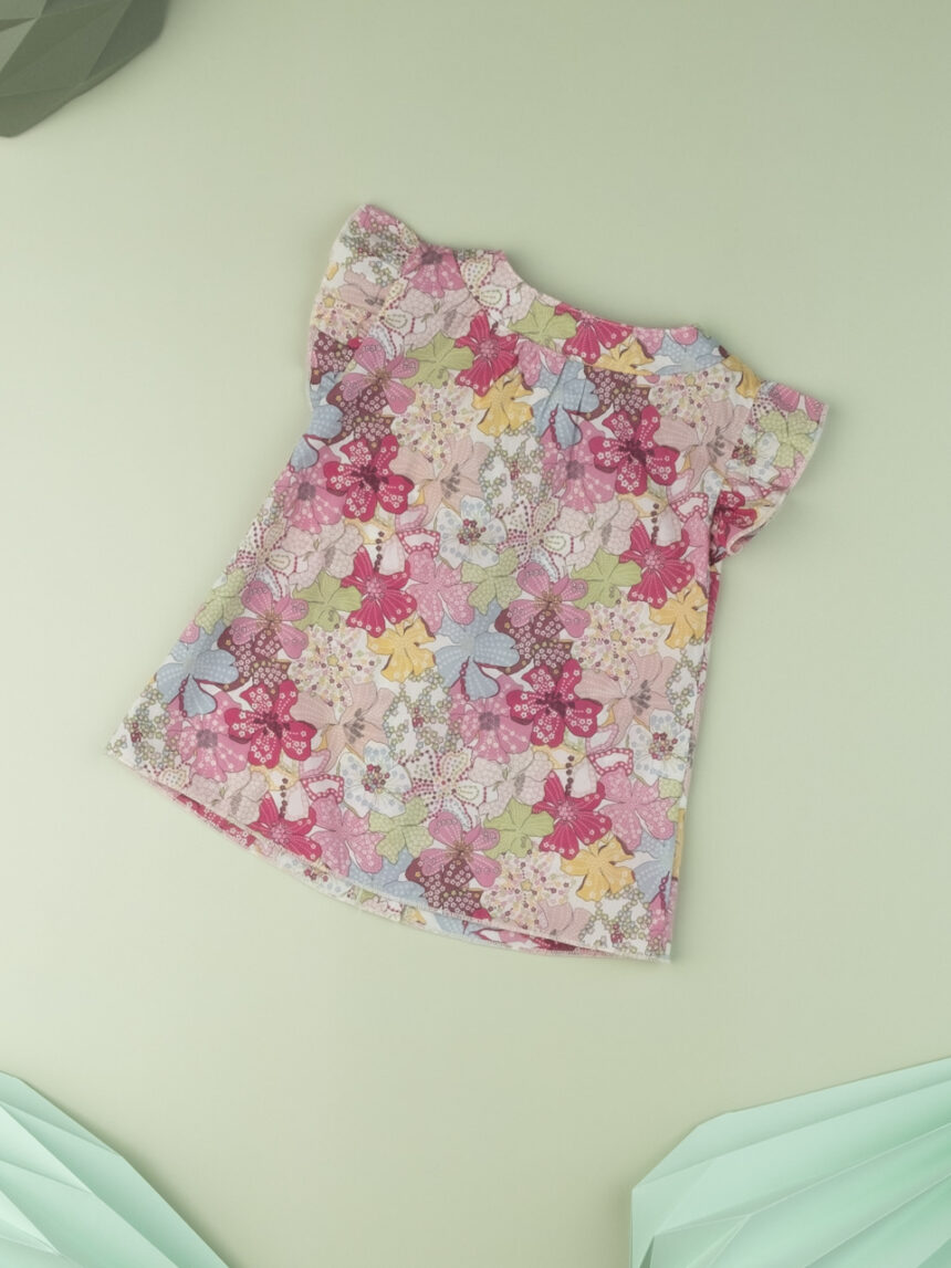 Camisa de bebê "sweet flower" em tecido liberty - Prénatal