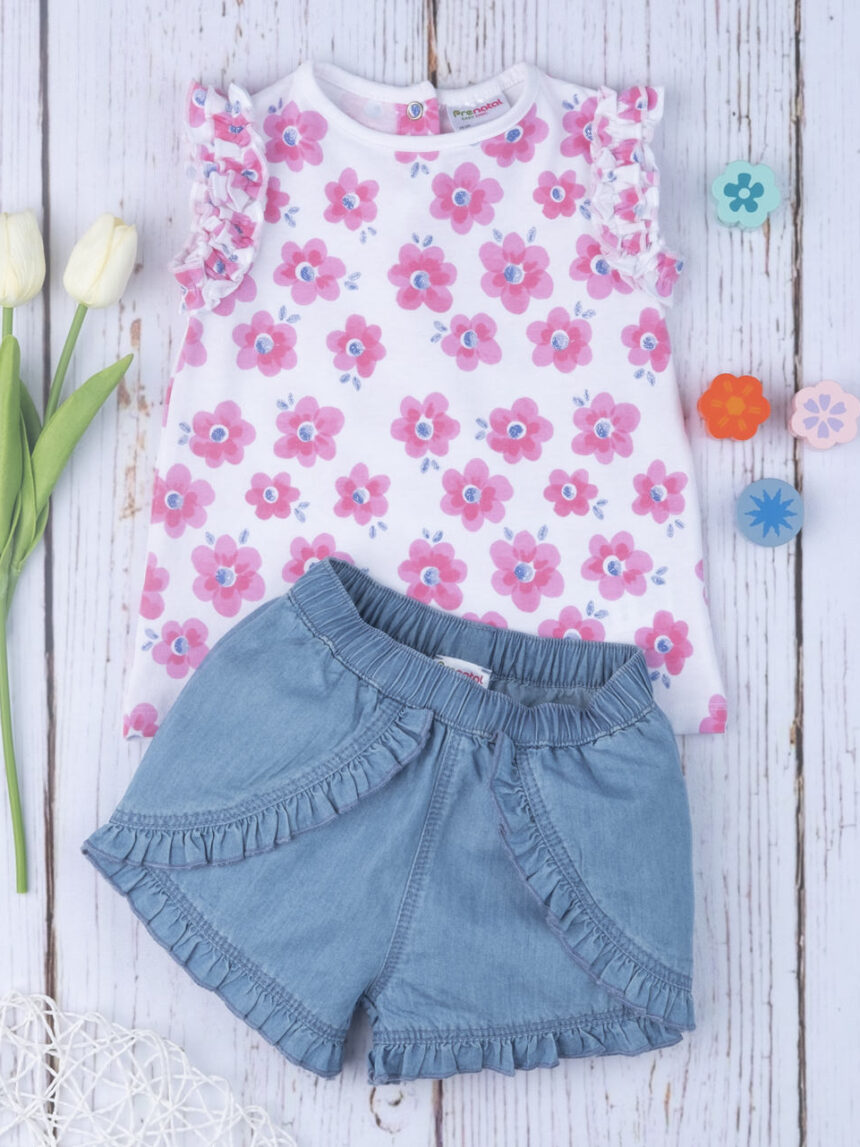Shorts femininos completos + top "flor" - Prénatal