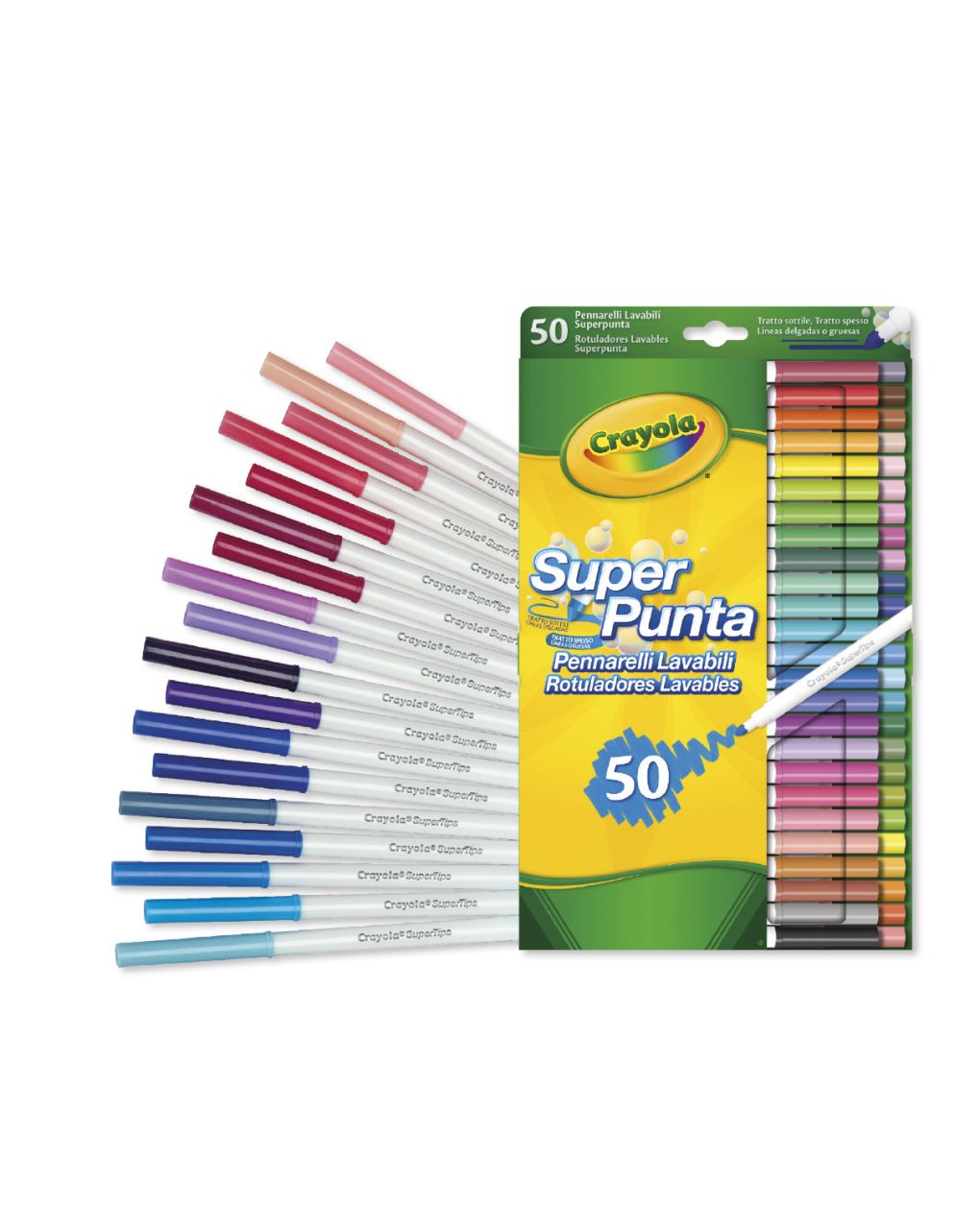 Crayola - 50 marcadores laváveis de ponta super - Crayola