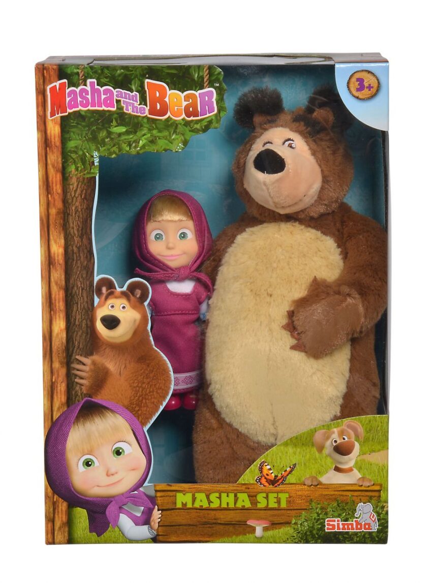 Masha e urso - minidoll clássico masha com urso de pelúcia 25 cm com personagens e jogo - Masha&amp;Orso