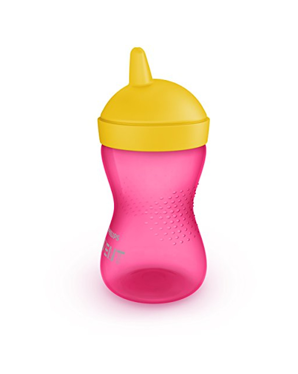 Minha caneca rosa aderente com bico duro amarelo avent - Avent