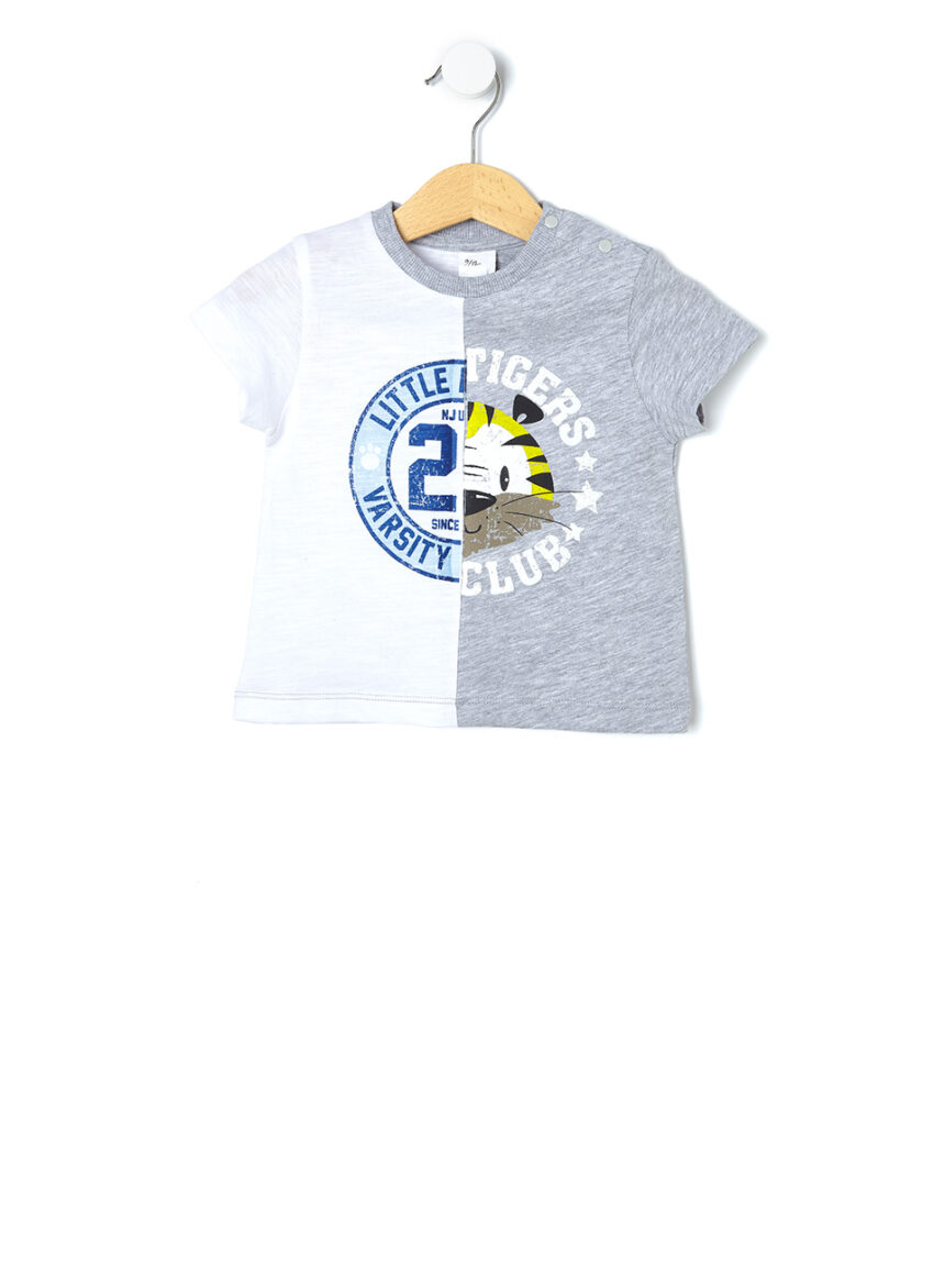 Camiseta bicolor com estampa - Prénatal