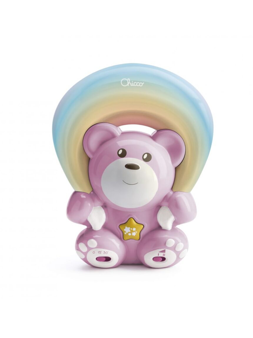 Chicco - urso de pelúcia rosa arco-íris - Chicco
