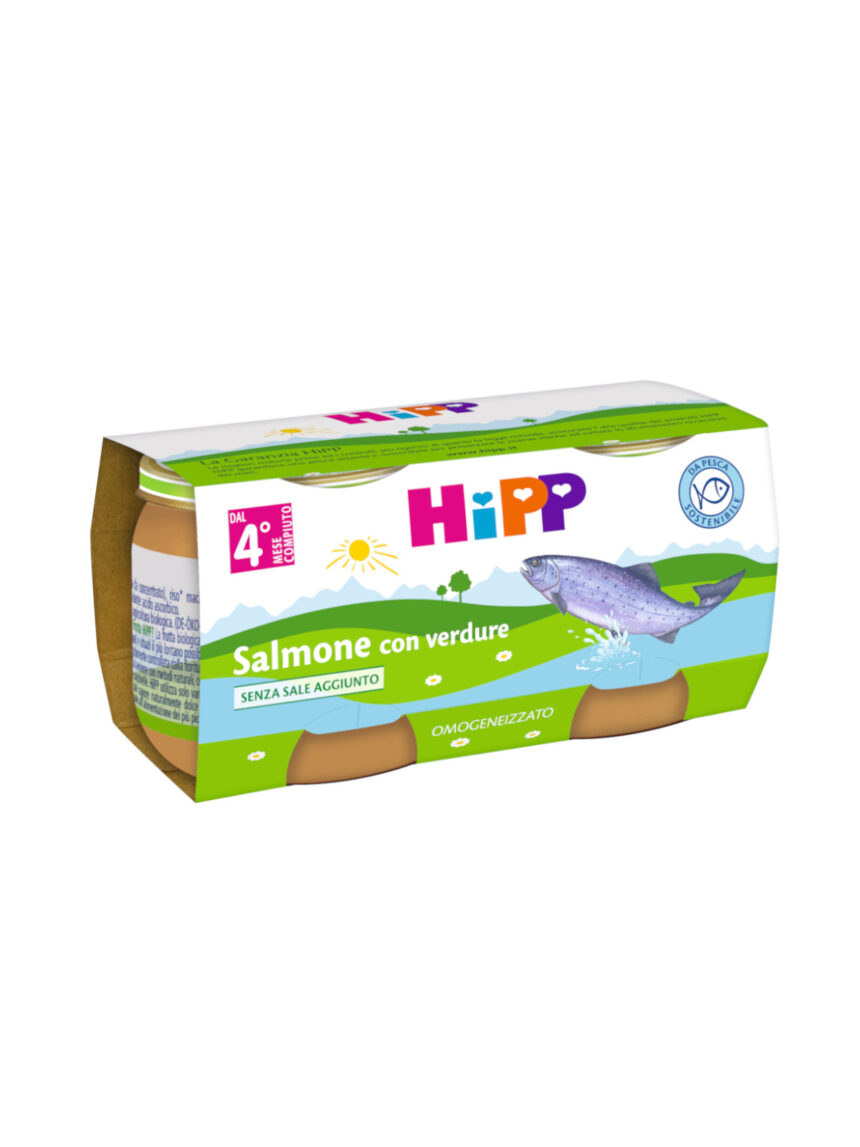 Salmão homogeneizado com vegetais 2x80g - Hipp
