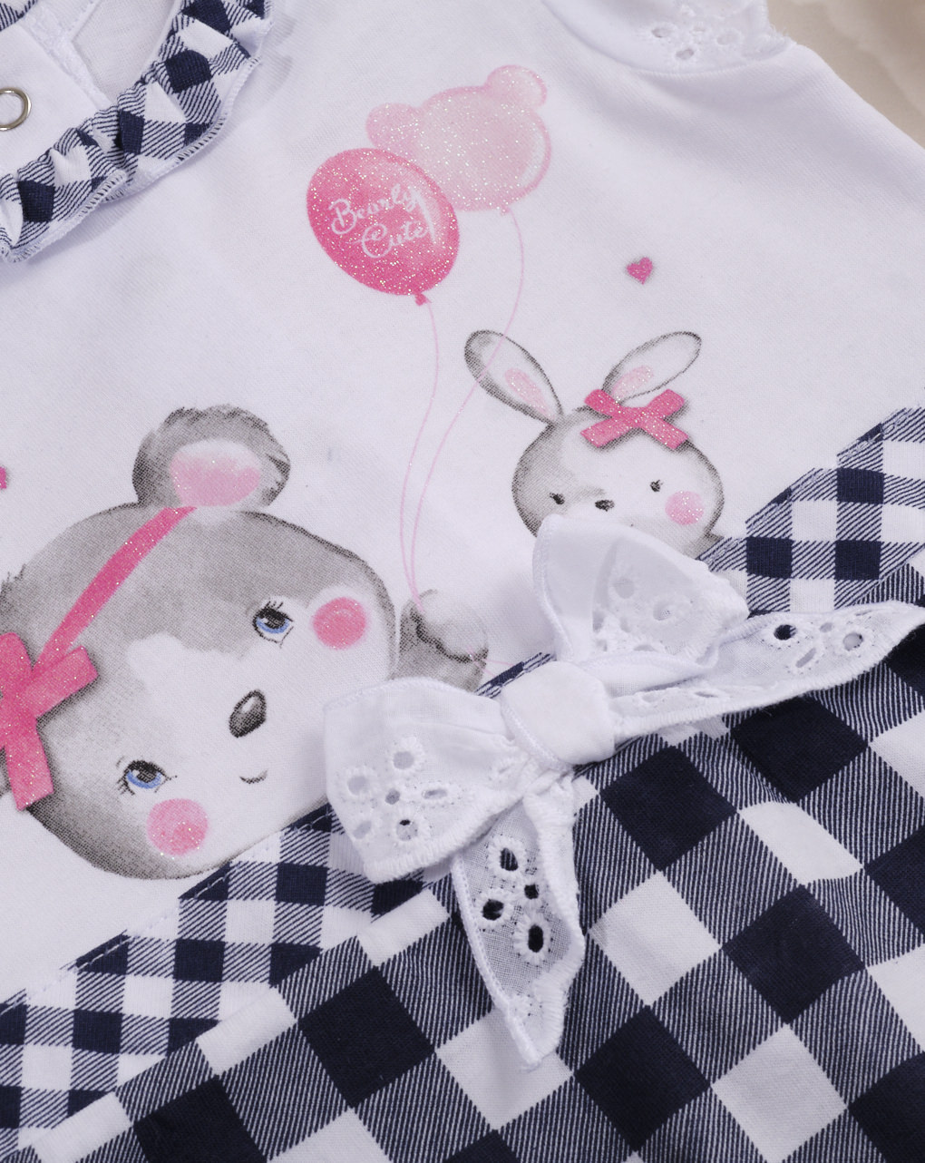 Babador de bebê em jersey vichy azul - Essential by Prénatal