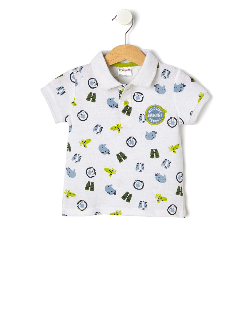 Camisa polo piquet com estampa safári - Prénatal