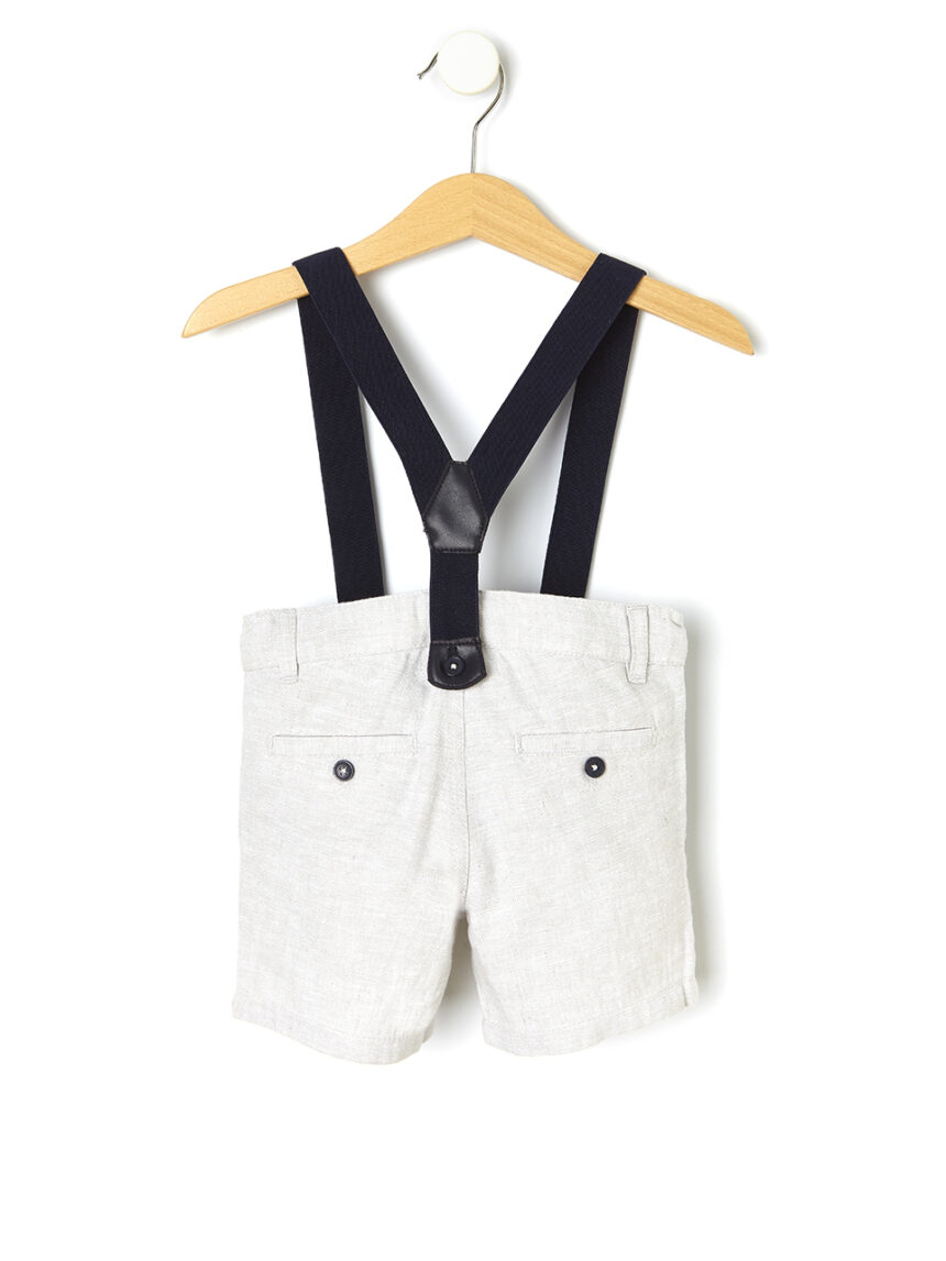 Bermuda de linho com suspensórios - Prénatal