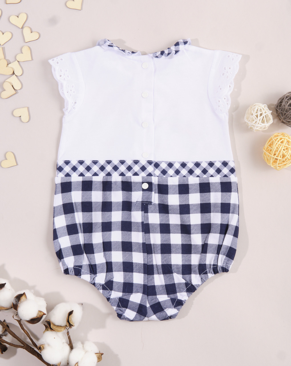 Babador de bebê em jersey vichy azul - Essential by Prénatal