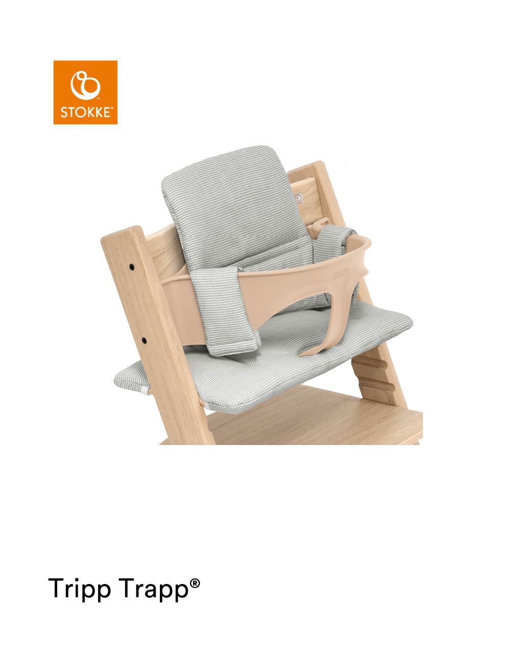 Almofada tripp trapp® classic nordic grey ocs almofada para cadeira alta, macia e abertura para seu bebê - Stokke