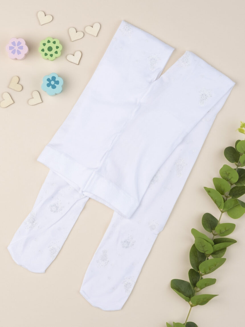 Meia-calça de menina com bordado floral - Prénatal