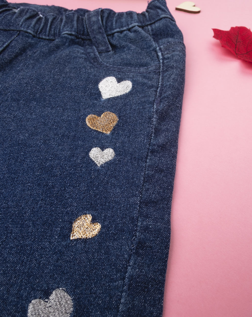 Calça jeans azul "hearts" para menina - Prénatal