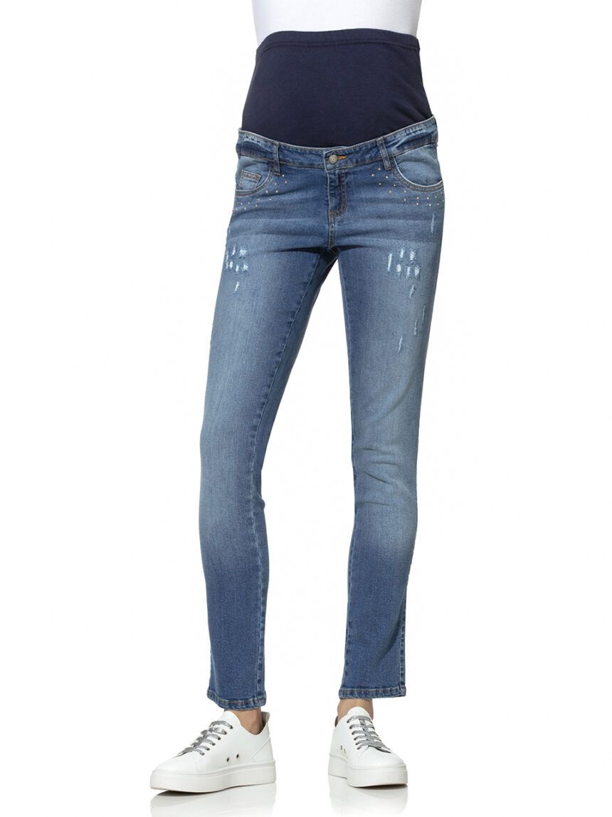 Calça jeans para maternidade com tachas - Prénatal