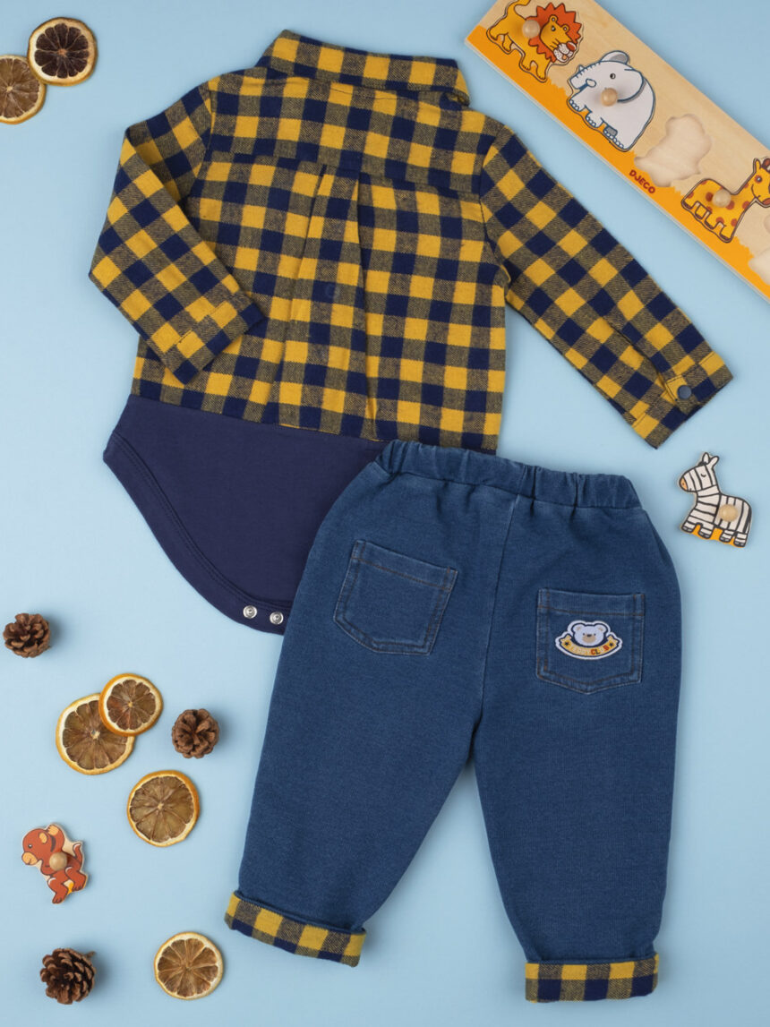 Jeans e macacão de flanela de menino - Prénatal