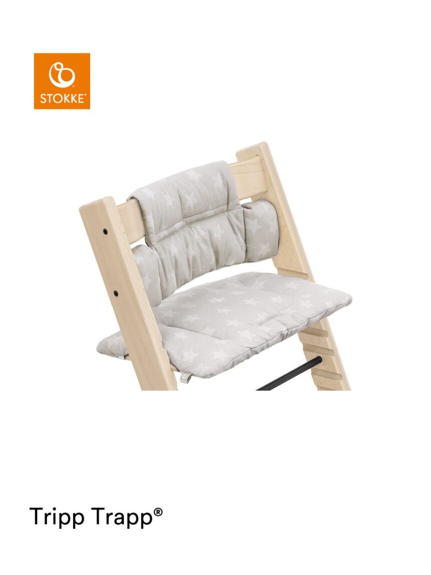 Almofada tripp trapp® classic stars silver ocs almofada para cadeira alta, macia e abertura para seu bebê - Stokke