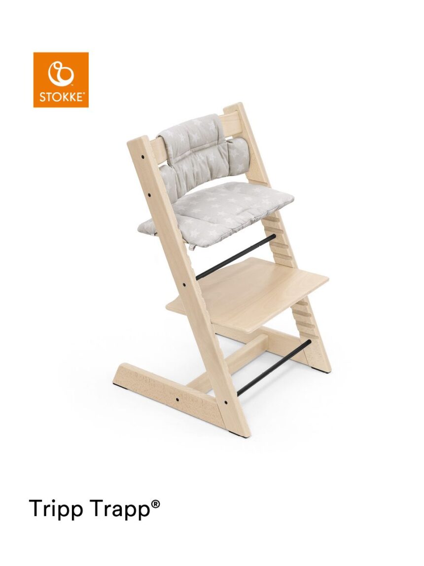 Almofada tripp trapp® classic stars silver ocs almofada para cadeira alta, macia e abertura para seu bebê - Stokke
