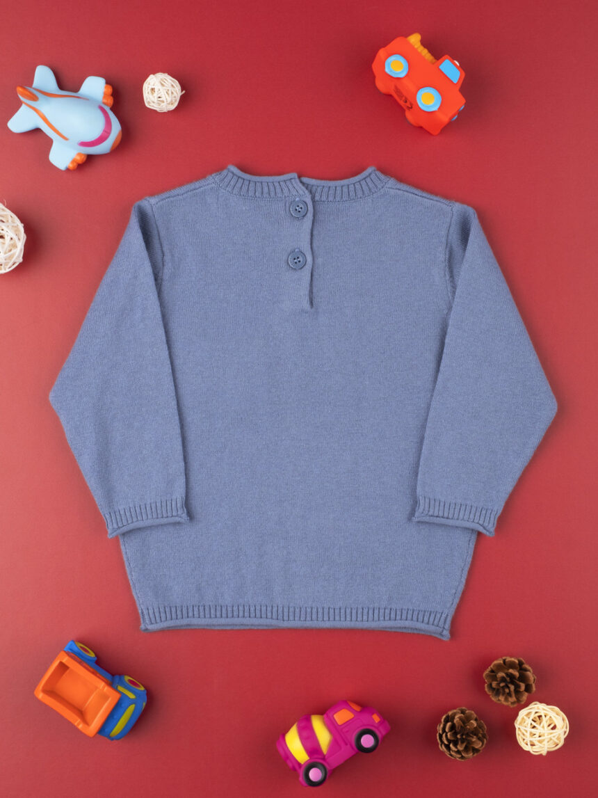 Suéter menino tricot azul de cor sólida - Prénatal