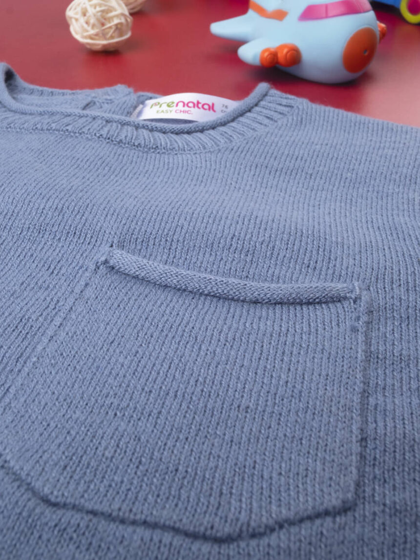 Suéter menino tricot azul de cor sólida - Prénatal