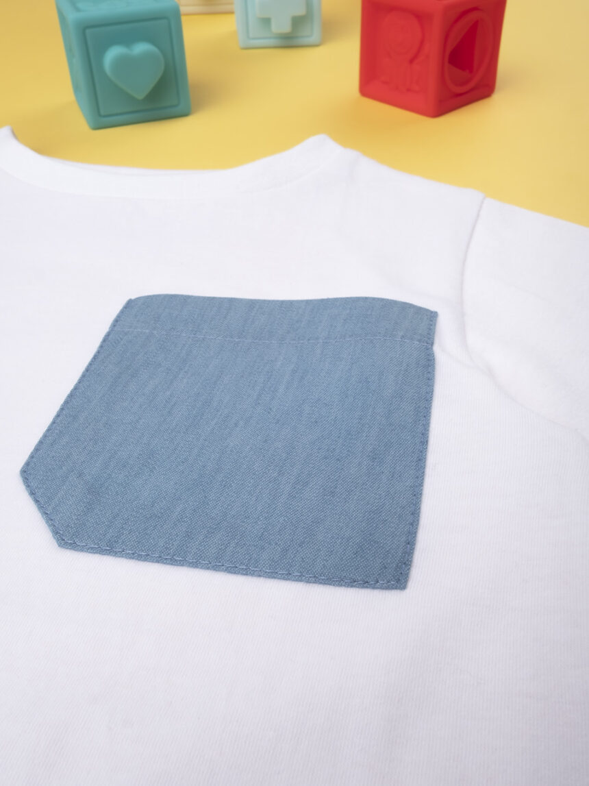 Camiseta menino branca e azul - Prénatal