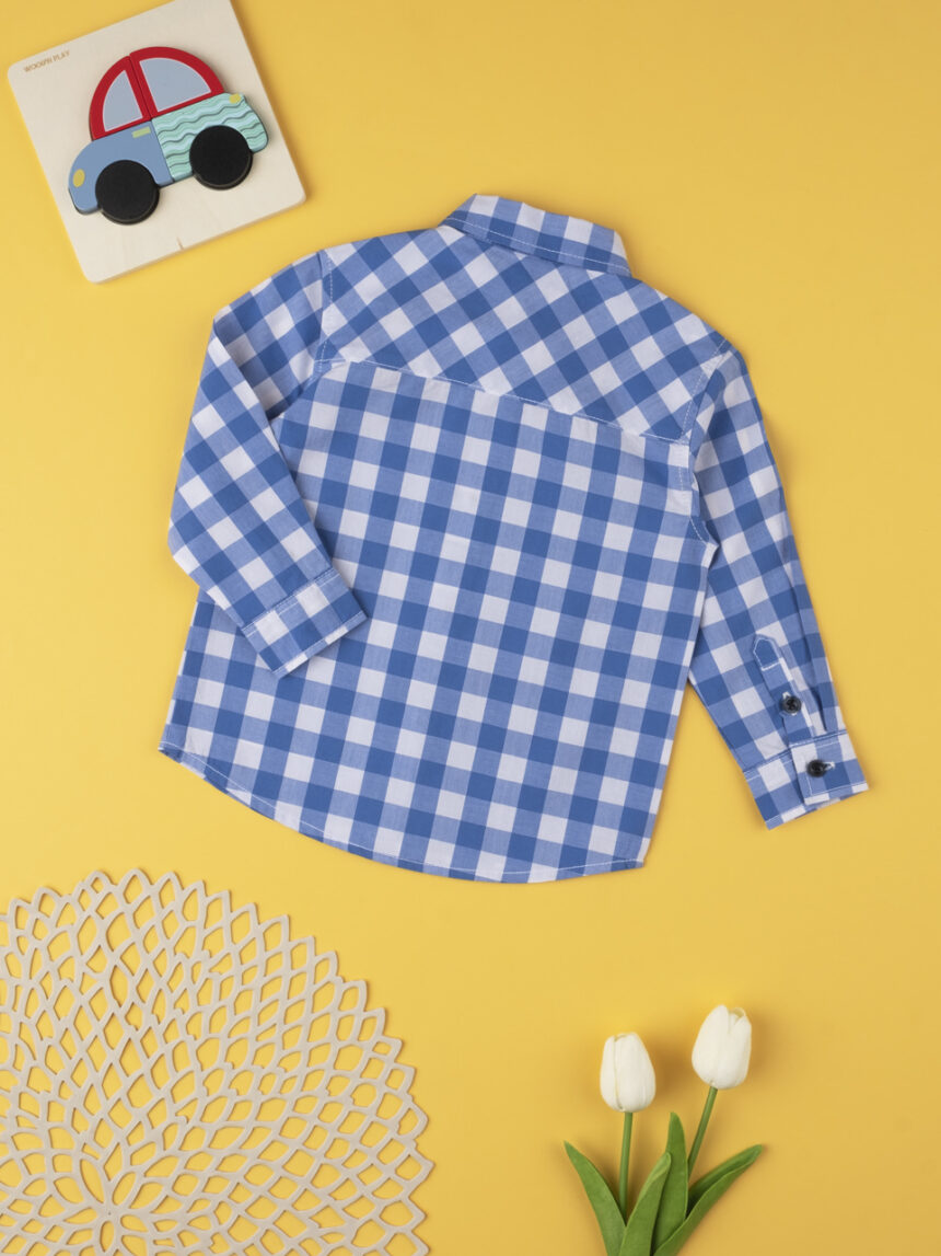 Camisa branca e azul vichy de menino - Prénatal