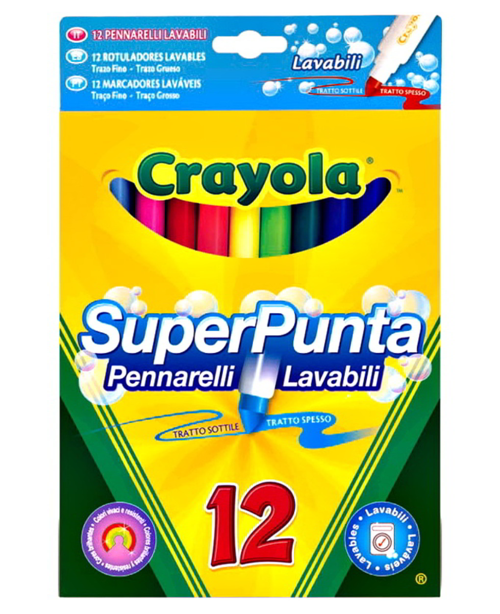 Crayola - conjunto de 12 marcadores de pontos finos laváveis - Crayola