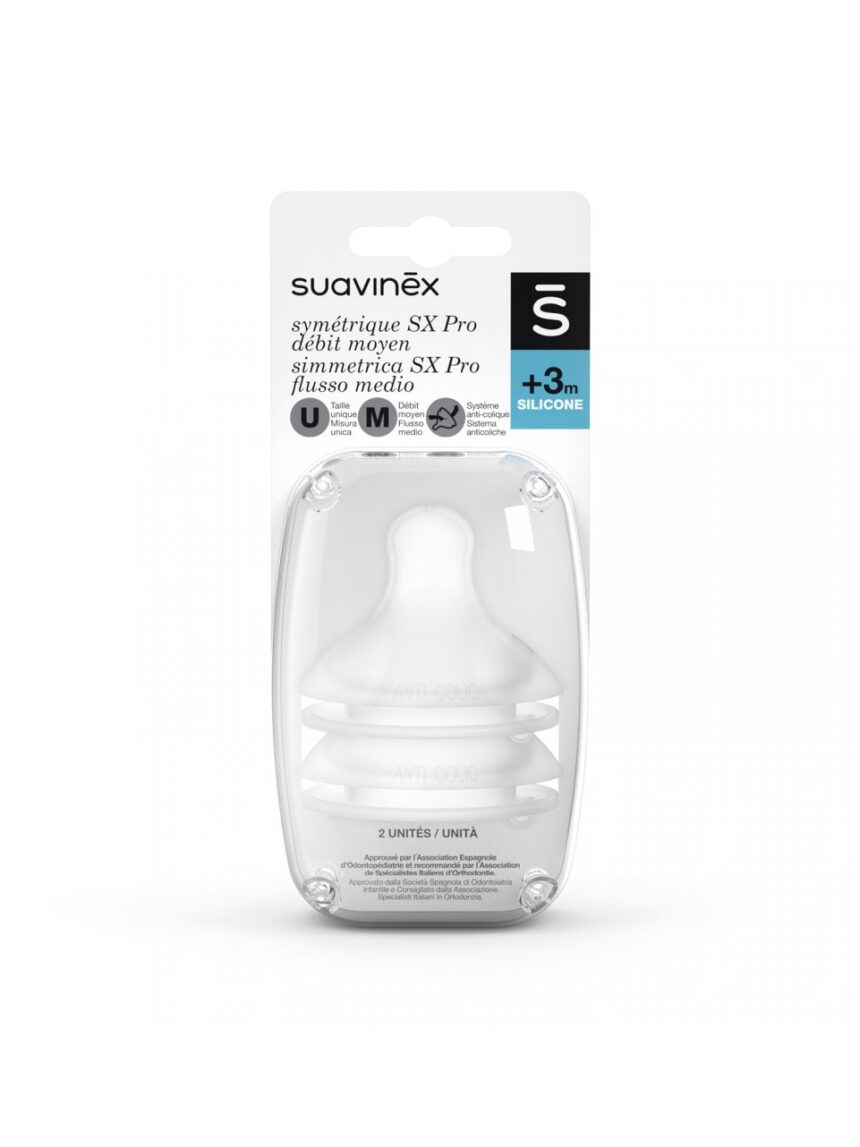 Silicone teat sx pro fluxo médio (m) 2 unidades - Suavinex