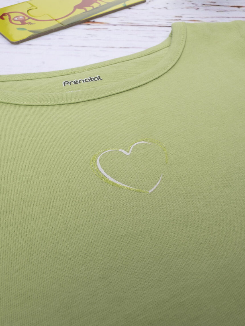 T-shirt verde menina "coração" - Prénatal