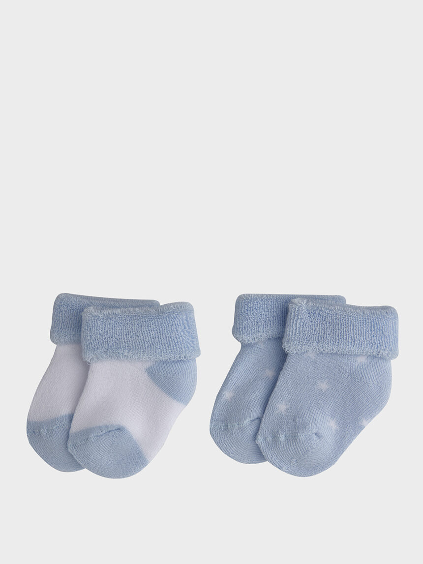 Pack de 2 pares de meias felpudas azul claro com estrelas - Prénatal