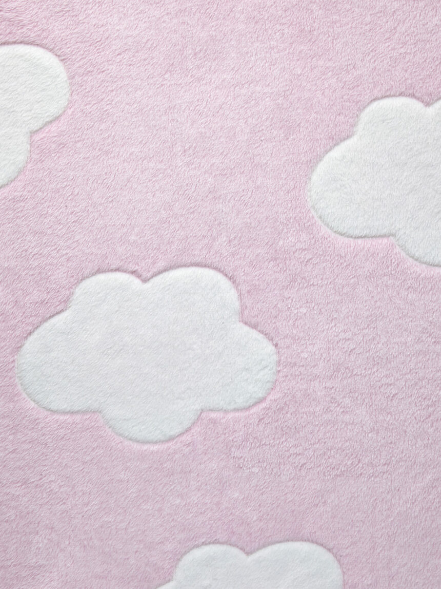Manta de cama de pele falsa rosa com nuvens - Prénatal