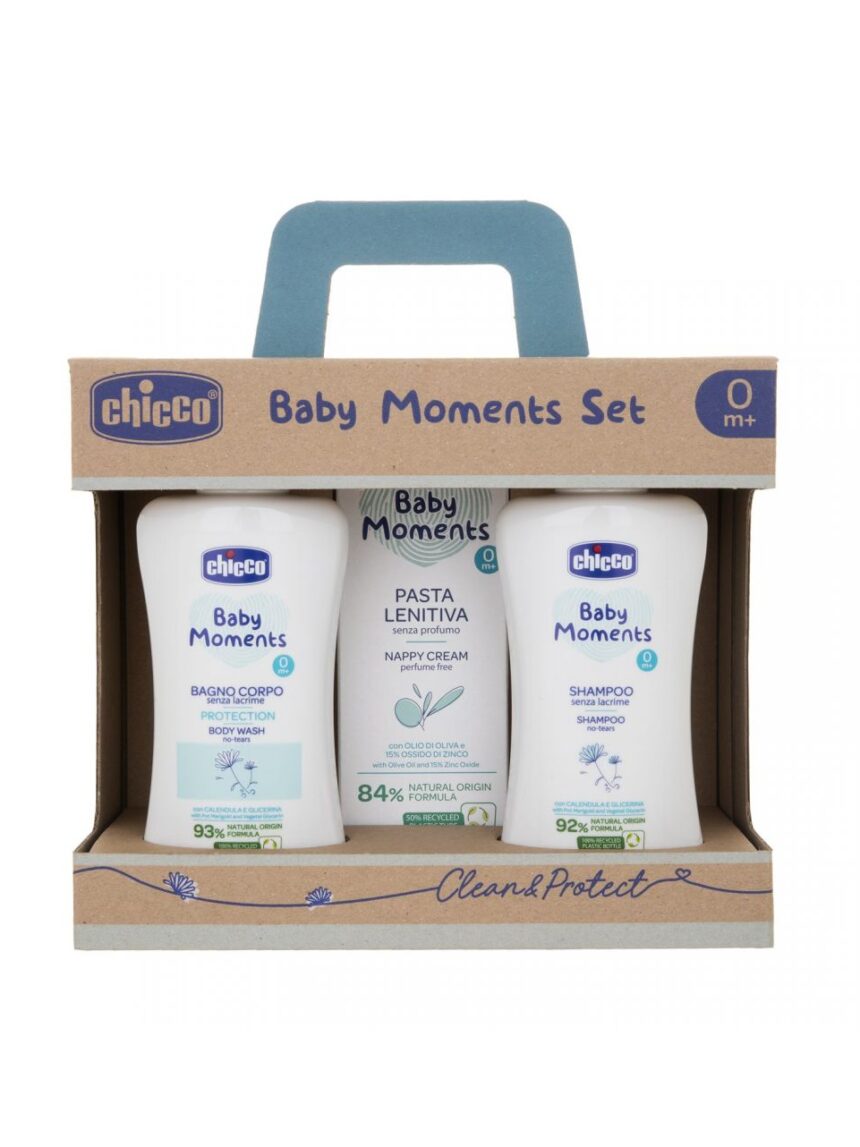 Baby moments set 2 banho corporal, shampoo, pasta calmante - Chicco