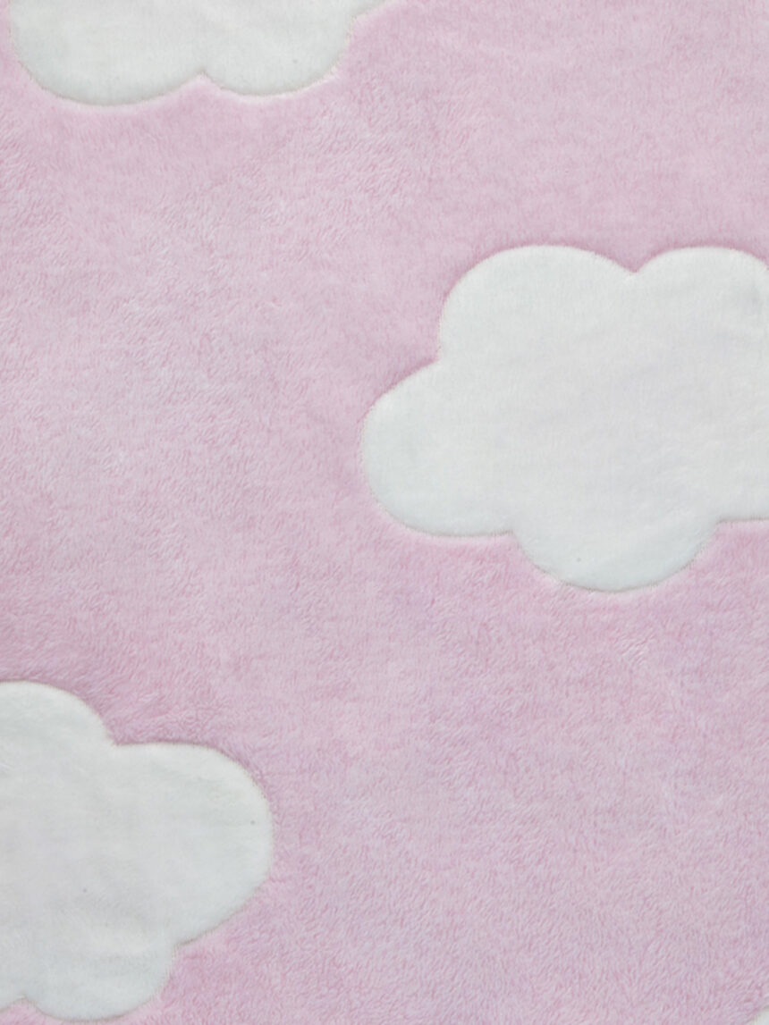 Manta de berço em pele sintética rosa com nuvens - Prénatal
